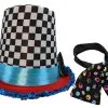 Adults Mad Hatter Checkered Top Hat & Cravat Wonderland Fancy Dress Costume Accessory [One Size]