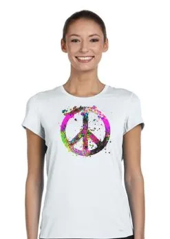 Ladies White Peace Sign CND Stop Wars Pop Art Symbol T-shirt