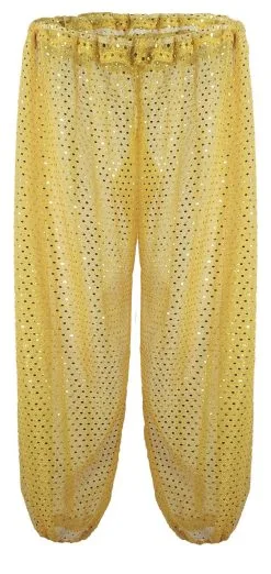 Ladies Arabian Princess Belly Dancer Gold Sequin Harem Pants [UK Size 8-12]