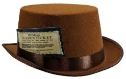 Childs Chocolate Factory Boss Top Hat & Golden Ticket World Book Day Movie Fancy Dress Costume Accessory