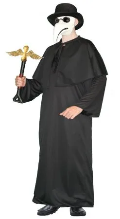 Adults Plague Doctor Top Hat Mantle & Robes Halloween Fancy Dress Costume