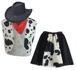 Cowgirl Skirt Waistcoat Hat & Neckerchief Wild West Cowboy Fancy Dress Costume