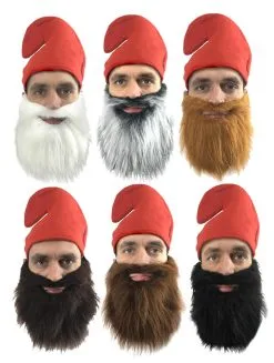 Adults Garden Gnome Faux Fur Cosplay Fancy Dress Beard & Hat Accessory