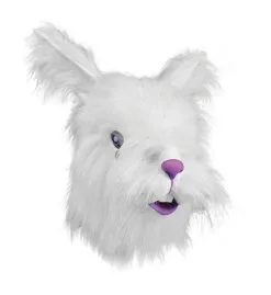 Fluffy Lionhead White Rabbit Mask Animal Fancy Dress