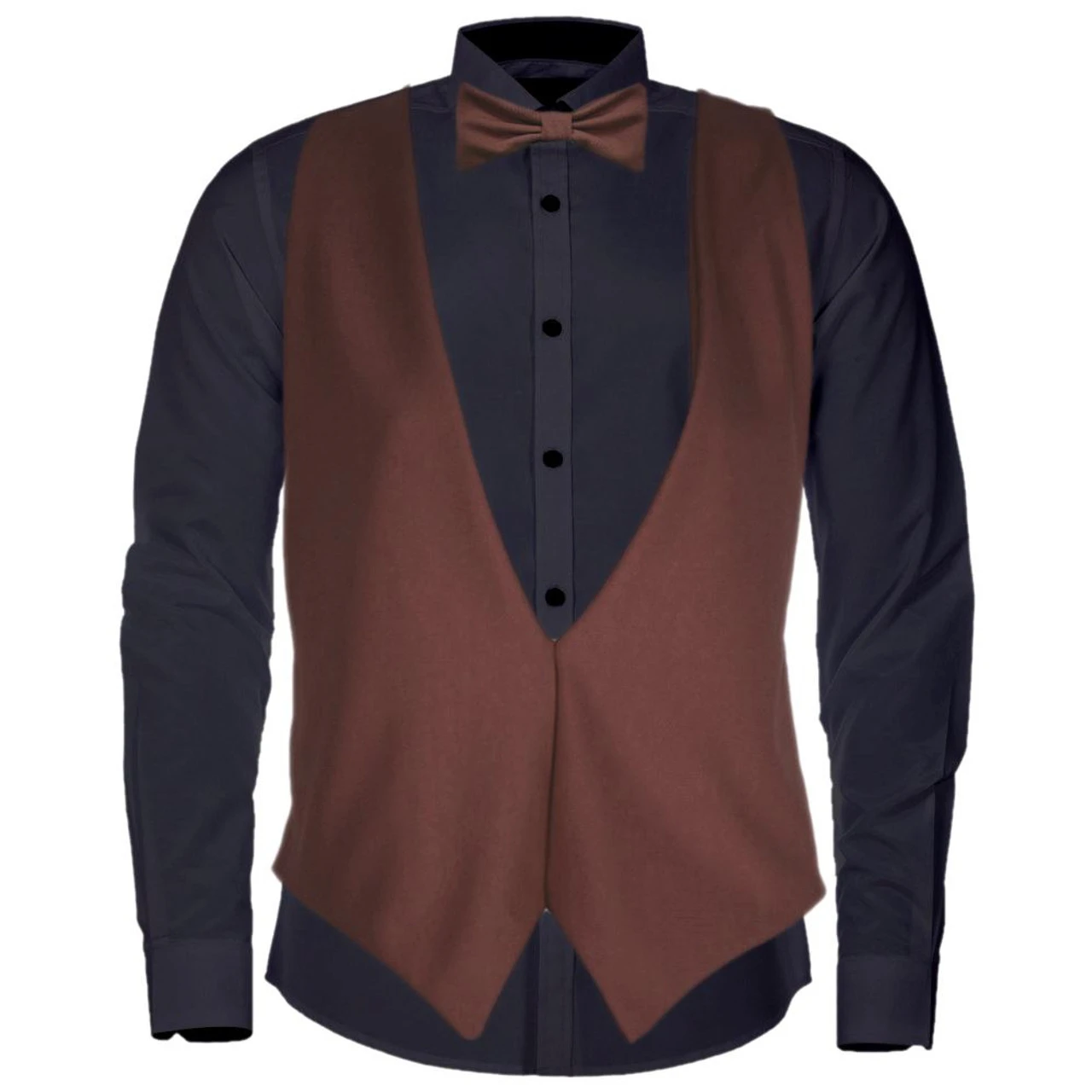 Adult Unisex Chocolate Brown Backless Waistcoats & Elasticated Dicky Bow Caberet Costume Accessory 4 Adult Unisex Chocolate Brown Backless Waistcoats & Elasticated Dicky Bow Caberet Costume Accessory - Image 2