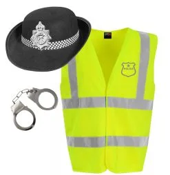 Ladies WPC Police Woman Hi Viz Vest Hat & Handcuffs Hen Party Fancy Dress Costume