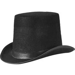 Old English Black Gents Top Hat James Delaney Fancy Dress Taboo Hat Accessory