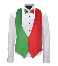 Adults Italy Flag Backless Waistcoat & Bow Tie Italian Waiter Outfit Accessory