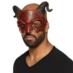 Halloween Masquerade Devil Lucifer Satan Demon Half Face Mask Fancy Dress