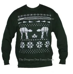 Cheesy Green Christmas Star Sweatshirt White Galaxy Wars Nordic Jumper UK