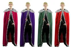 Deluxe Kings Robes Cloak Nativity 3 Wise Men Medieval Cape & Crown Royal Fancy Dress