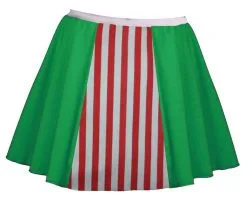 Ladies 15" Length Festive Candy Cane Christmas Elf Fancy Dress Skater Skirt [2 Sizes]