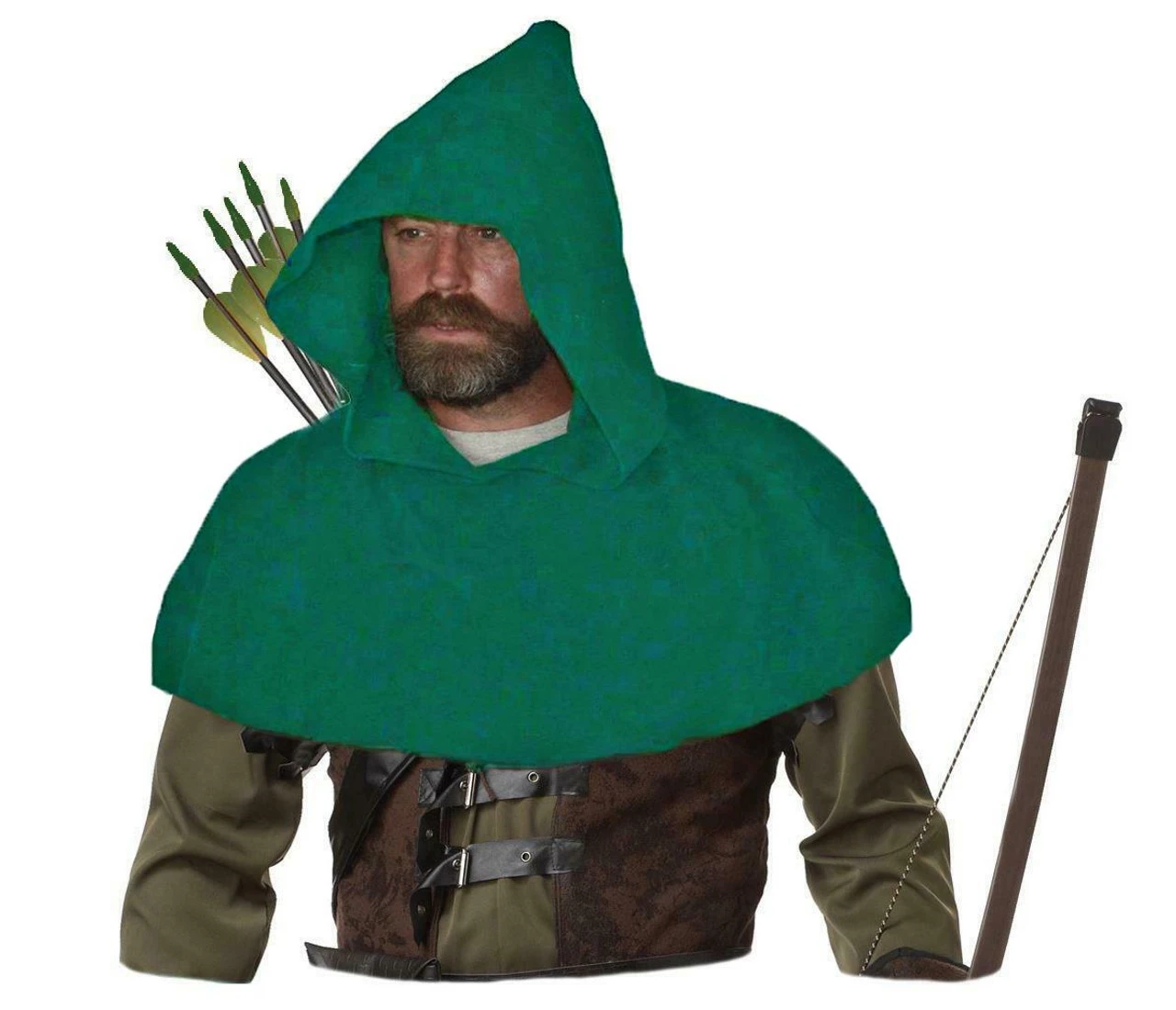 Adults Forest Green Medieval Archers Cowl Fleece Arrow Hood Sherwood Forest 3 Adults Forest Green Medieval Archers Cowl Fleece Arrow Hood Sherwood Forest