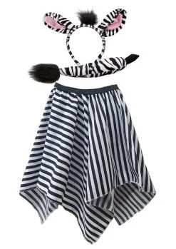 Adults World Book Day Zebra Stripe Skirt Ears & Tail Set