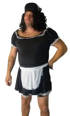 Mens Funny French Maid Stag Night Party Fancy Dress Male Costume