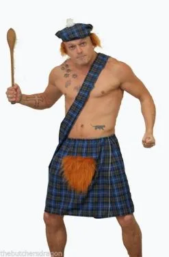 The Dragons Den Blue Hunting Scottish Tartan Kilt Fancy Dress Costume Set -Halloween Shop 776687ff 36da 4339 ac52 dce002651c94 77097.1561073463
