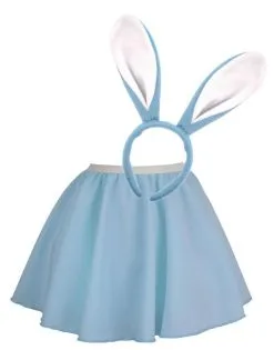 Ladies Pastel Blue Bunny Girl Skater Skirt Set Cute Easter Fancy Dress Costume