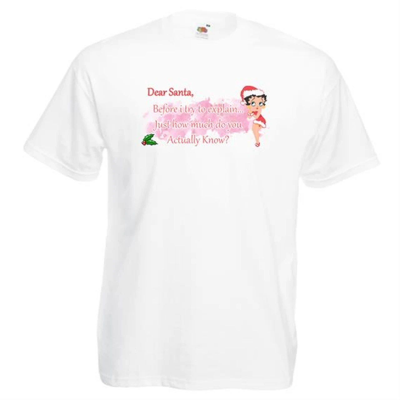 Betty Boop Naughty Girl Dear Santa Christmas Xmas Mistletoe Unisex T-Shirt 3 Betty Boop Naughty Girl Dear Santa Christmas Xmas Mistletoe Unisex T-Shirt