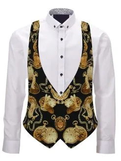 Childs Father Time Backless Waistcoat Steampunk Victorian Fancy Dress Accessory [Age 8-12 Years]