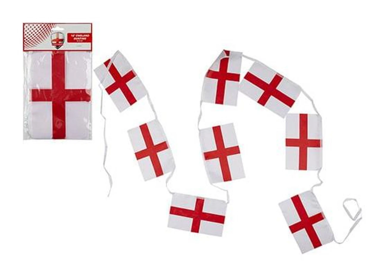 England St George Cross Bunting 12ft Length 8 Flags 8"x5" Durable Rayon 3 England St George Cross Bunting 12ft Length 8 Flags 8"x5" Durable Rayon