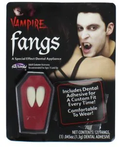 Halloween Vampire Fang Caps Teeth & Adhesive Fancy Dress Accessory