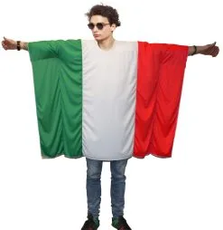 Unisex Childs Italian Flag Poncho OneSize Italy Fancy Dress Supporter Costumes [Age8-12]