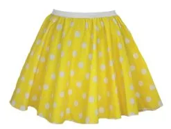 Ladies Yellow Polka Dot 15" Skater Skirt Rock & Roll Fancy Dress