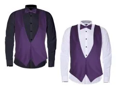 Adult Unisex Royal Purple Backless Waistcoats & Elasticated Dicky Bow Caberet Costume Accessory