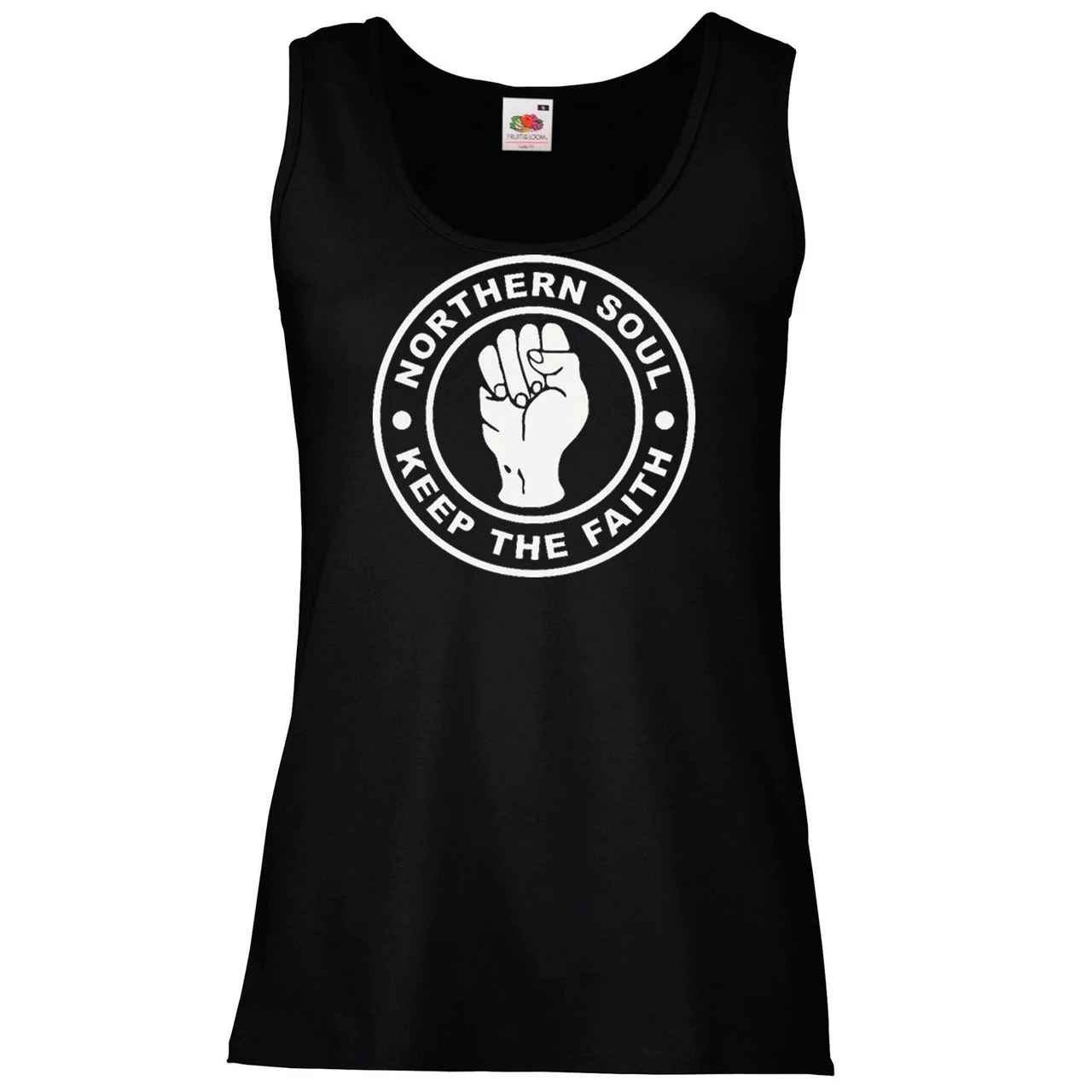 Ladies Black Northern Soul Keep The Faith 1960's Raised Fist Music Genre Vest 3 Ladies Black Northern Soul Keep The Faith 1960's Raised Fist Music Genre Vest