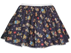 Ladies Navy Blue Cute Teddy Bear 15" Printed Skater Skirt Fancy Dress