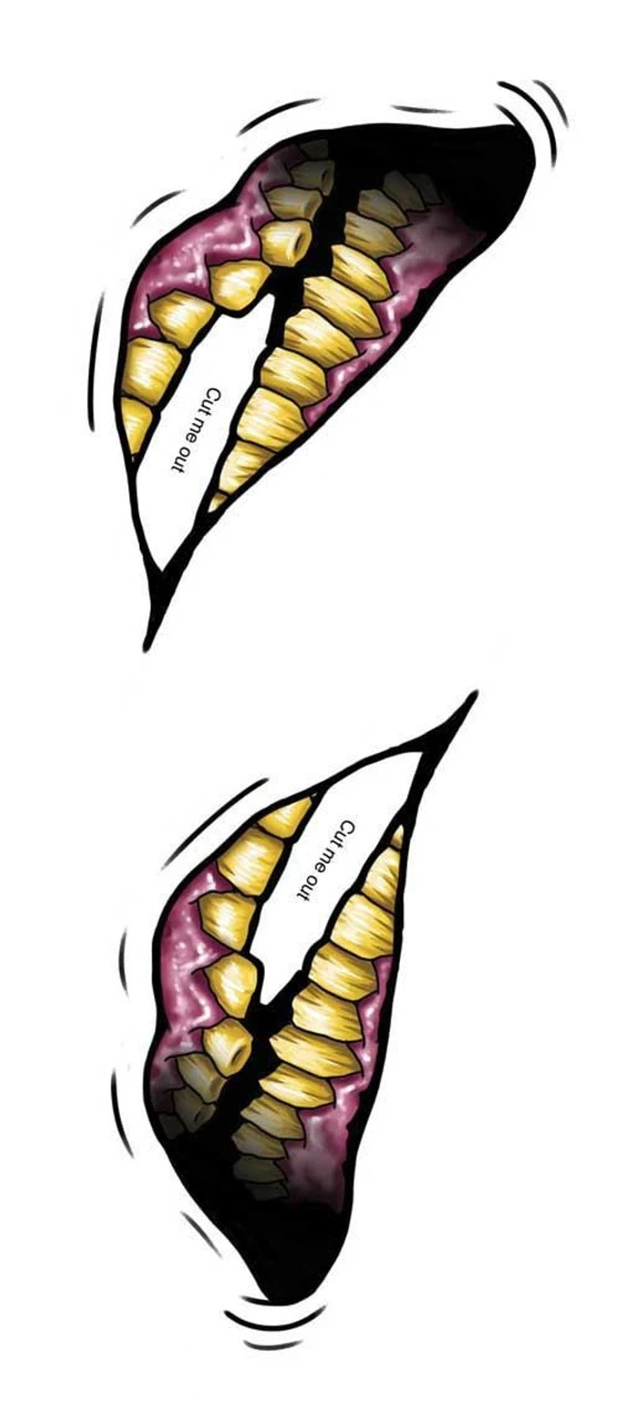 Big Mouth Tattoo FX 'Two Faced' Large Grin Halloween Effects 4 Big Mouth Tattoo FX 'Two Faced' Large Grin Halloween Effects - Image 2