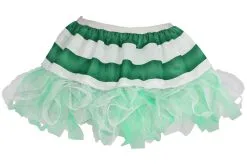 Ladies 12" White And Green Horizontal Stripe Cyber Tutu Fancy Dress