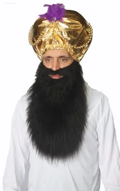Adults Sikh Indian Golden Turban & Beard Shia Fancy Dress Set -Halloween Shop api021zto 18423.1647946638