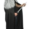 Viking Norse Medieval Celtic 60" Black Long Cape Cloak Grey Wolf Faux Fur Collar Hand Made In The UK -Halloween Shop api1wyzpn 28402.1600864542