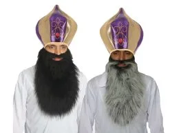 Sultan Jafar Indian Gold & Purple Turban & Beard Aladdin Fancy Dress Set