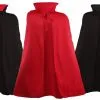 60" Black Red Stand Up Collar Vampire Dracula Vlad Halloween Long Polyester Cape Fancy Dress [One Size] -Halloween Shop api3s9cnl 52157.1621502617