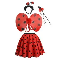 Womens Red & Black 15" Ladybird Skater Skirt & Accessory Kit World Book Day Book Week Insect Fancy Dress Costume