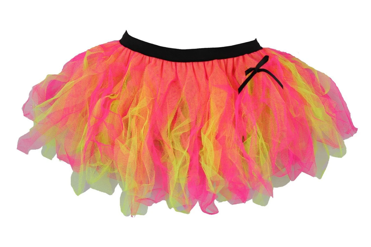 Ladies Cerise Pink & Neon Yellow Cyber Tutu Skirt Rave Fancy Dress 5 Ladies Cerise Pink & Neon Yellow Cyber Tutu Skirt Rave Fancy Dress - Image 3