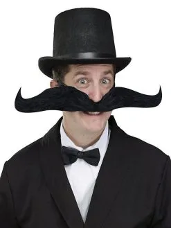 Adult Gentlemans 20 Inch Black Bendy Mens Fancy Dress Wacky Mustache