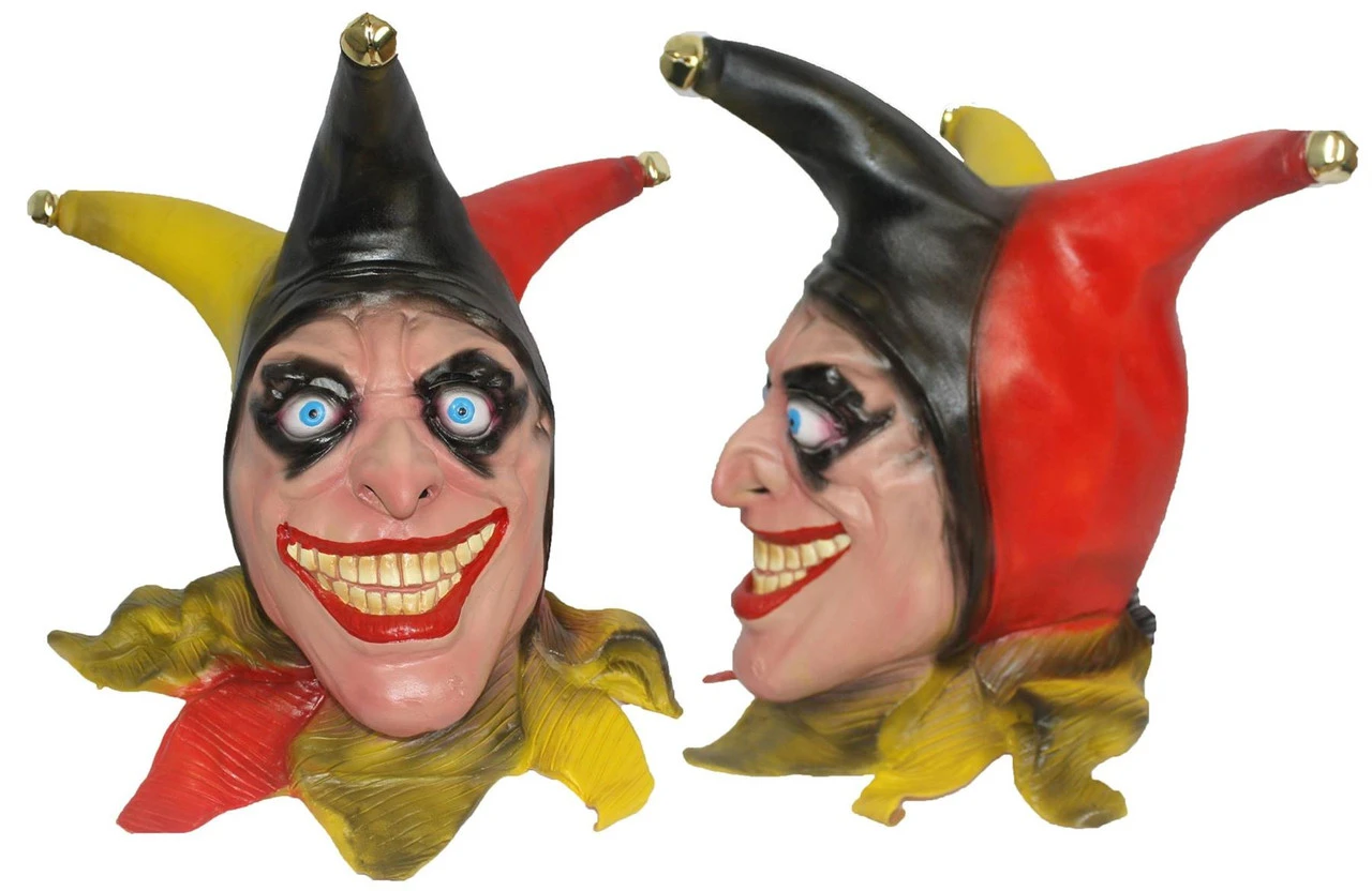 Full Head Buffon Evil Wicked Jester Latex Hand Painted Clown Fancy Dress 3 Full Head Buffon Evil Wicked Jester Latex Hand Painted Clown Fancy Dress