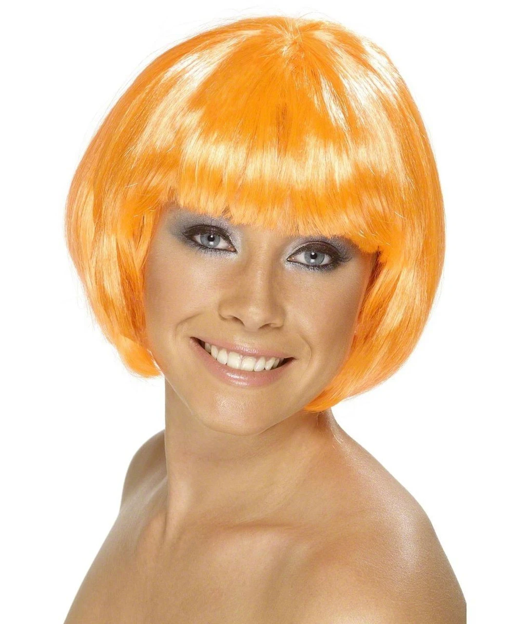 Smiffys Fire Coral Orange Babe Short Bob Glamour Wig 3 Smiffys Fire Coral Orange Babe Short Bob Glamour Wig