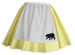 Ladies Goldilocks Yellow Gingham Fancy Dress Skater Skirt - Printed Bear Apron