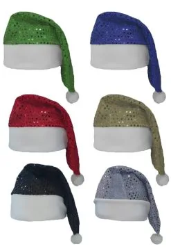 Sequin Santa Hats Father Christmas Festive Novelty Party Hats Fancy Dress