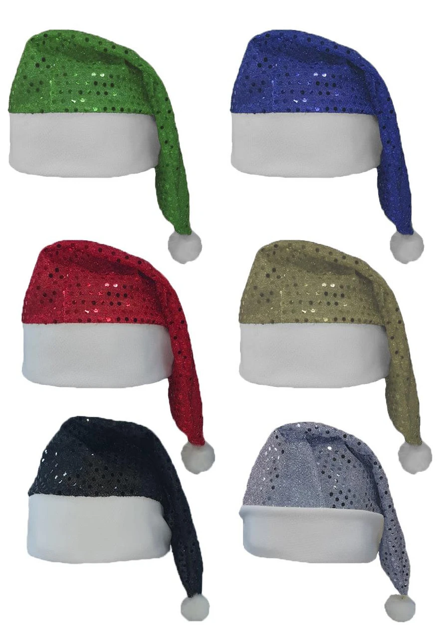 Sequin Santa Hats Father Christmas Festive Novelty Party Hats Fancy Dress 3 Sequin Santa Hats Father Christmas Festive Novelty Party Hats Fancy Dress