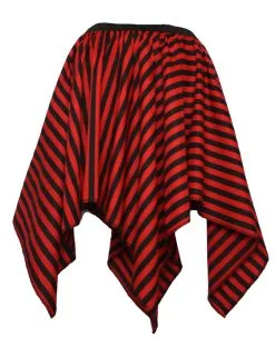 Womens Red & Black Stripe Pirate Handkerchief Fancy Dress Dance Skirt