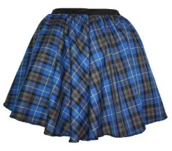 Ladies Blue Hunting Tartan Full Circle Skater Skirt With Elasticated Waistband