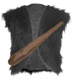 Childs Caveman Prehistoric Waistcoat & Club Animal Fur Fancy Dress Set -Halloween Shop apidxzrqa 65503.1637153418