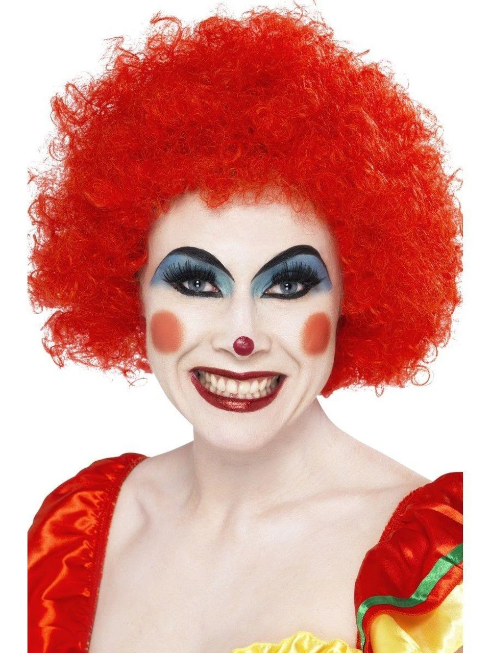 Ladies Crazy Clown Red Curly Fancy Dress Circus Afro Wig 3 Ladies Crazy Clown Red Curly Fancy Dress Circus Afro Wig