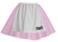 Ladies Little Miss Muffet Pink Gingham Fancy Dress Skater Skirt - Printed Spider Apron