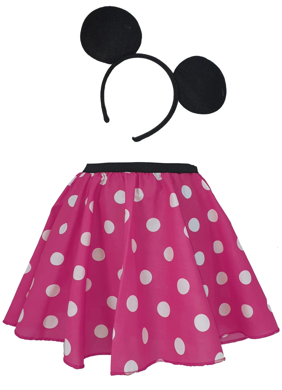 Adults 15" Mini Polka Dot Cartoon Mrs Mouse Skater Skirt & Ears Set Fancy Dress 7 Adults 15" Mini Polka Dot Cartoon Mrs Mouse Skater Skirt & Ears Set Fancy Dress - Image 5